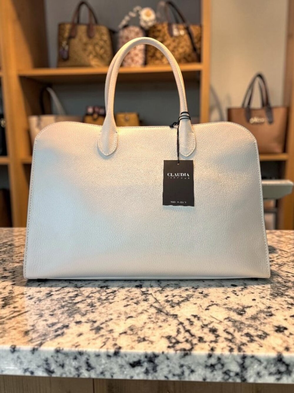 Made in Italy Vanilla Cream Peddled Leather Tote by Claudia Firenze  NWT